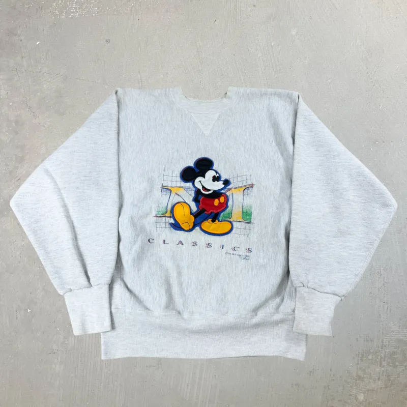 J- Vintage Disney Classics Mickey Embroidered Graphic Made In USA Crewneck - M sold by HG Vintage