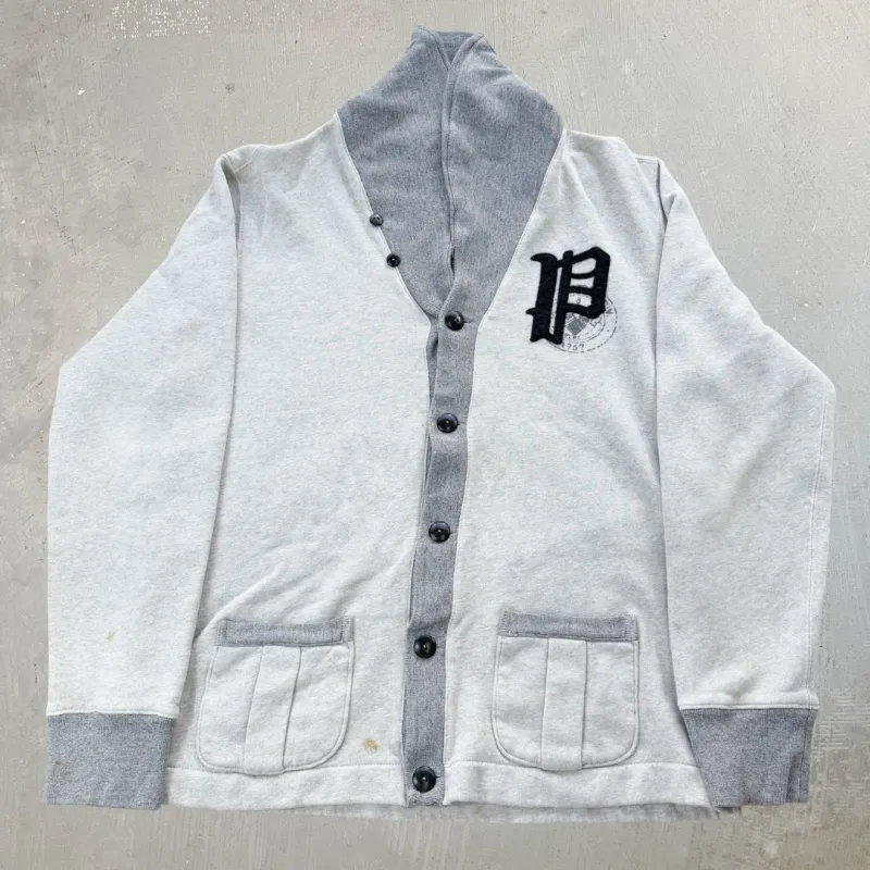 J- Vintage Polo Ralph Lauren Embroidered Felt Text Cardigan - XL sold by HG Vintage