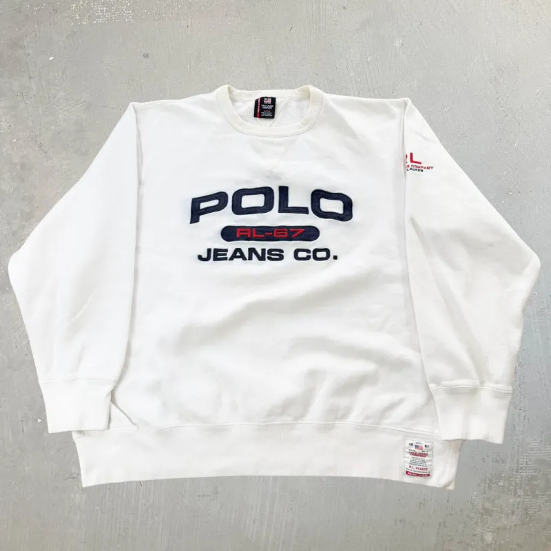 J- Vintage Ralph Lauren Polo Jeans Embroidered Text Crewneck - XL sold by HG Vintage