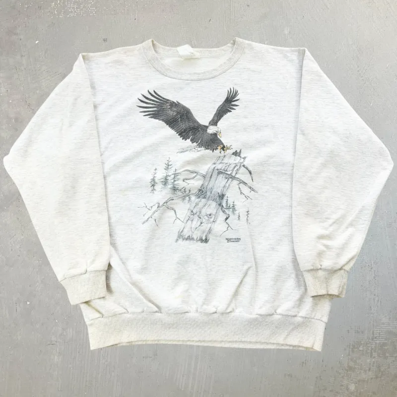 J- Vintage Northern Elements Eagle On Tree Graphic Crewneck - XL made by HG Vintage