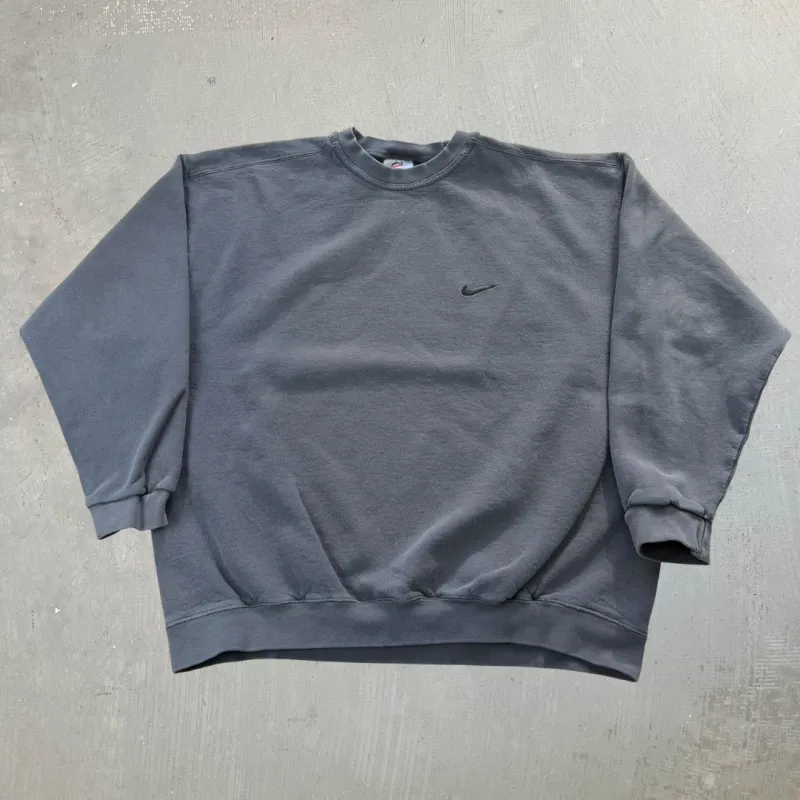 J- Vintage Nike Embroidered Swoosh Charcoal Made In USA Crewneck - XL made by HG Vintage