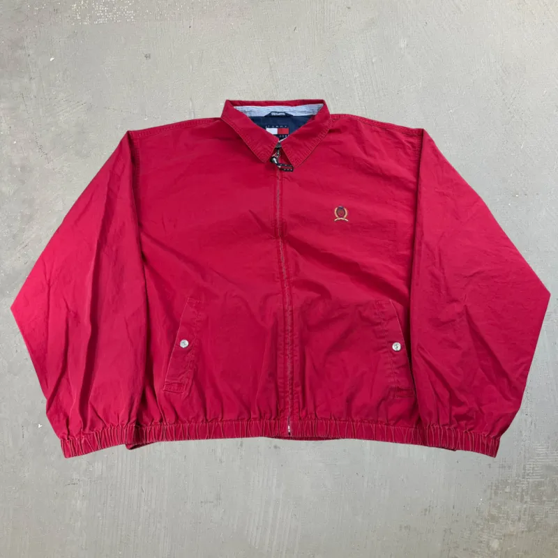 J- Vintage Tommy Hilfiger Red Zip Up Harrington Jacket - 2XL sold by HG Vintage