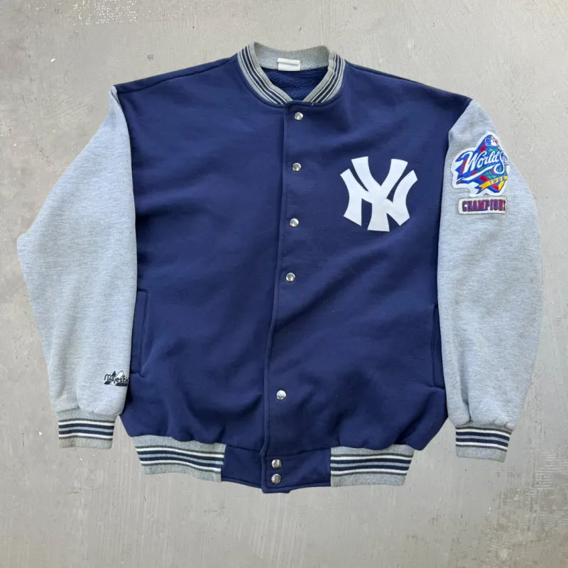 J- Vintage '99 Yankees World Series Champions MLB Majestic Made In USA Bomber Jacket - L made by HG Vintage