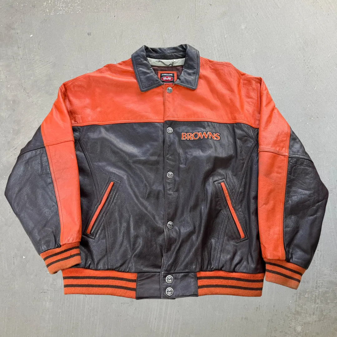 J- Vintage Cleveland Browns NFL Mirage Leather Jacket - XL sold by HG Vintage