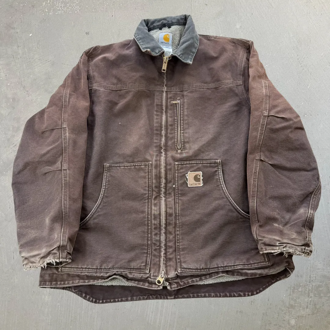J- Vintage Carhartt Sherpa Lined Zip Up Work Jacket - L sold by HG Vintage