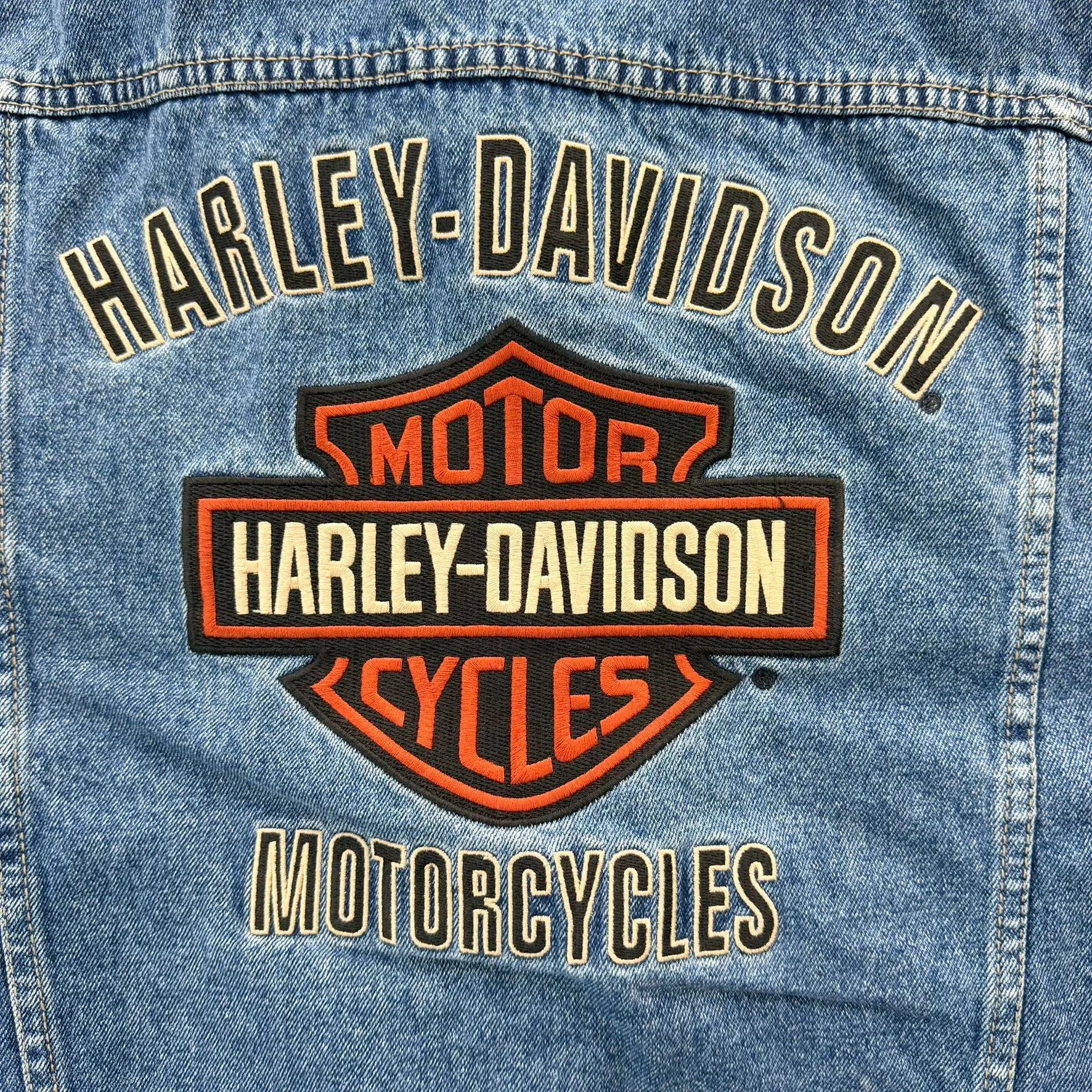 J- Vintage Harley Davidson Embroidered Text & Logo Denim Jacket - L sold by HG Vintage product image thumbnail 4