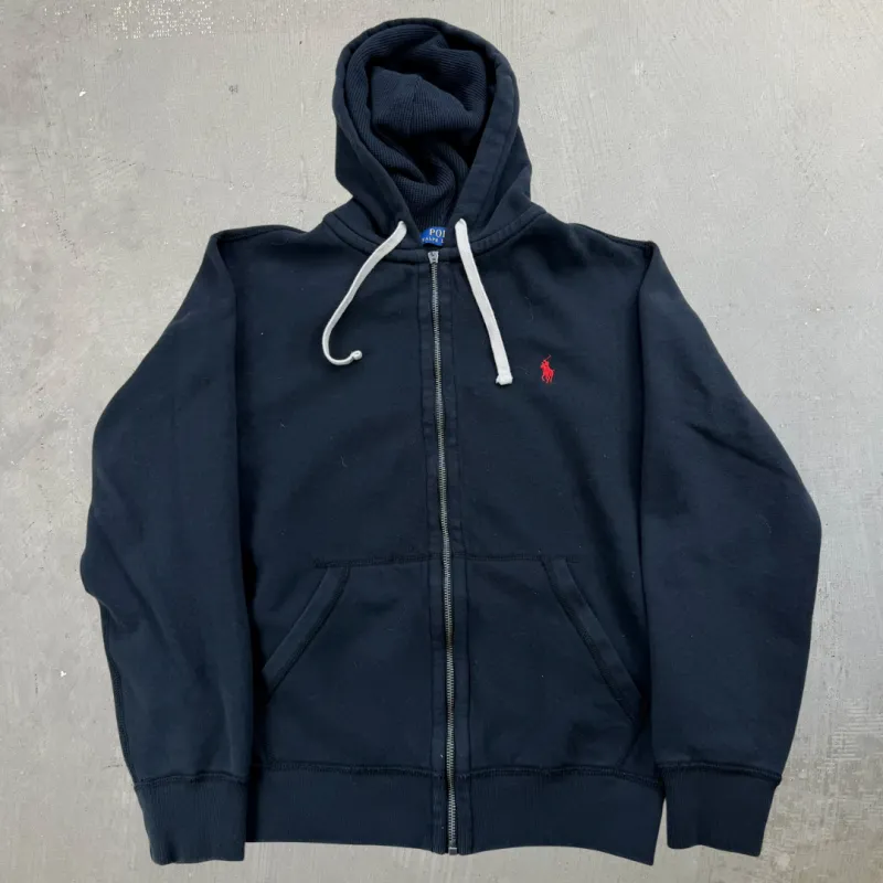 J- Vintage Ralph Lauren Embroidered Black Zip Up Hoodie - M made by HG Vintage