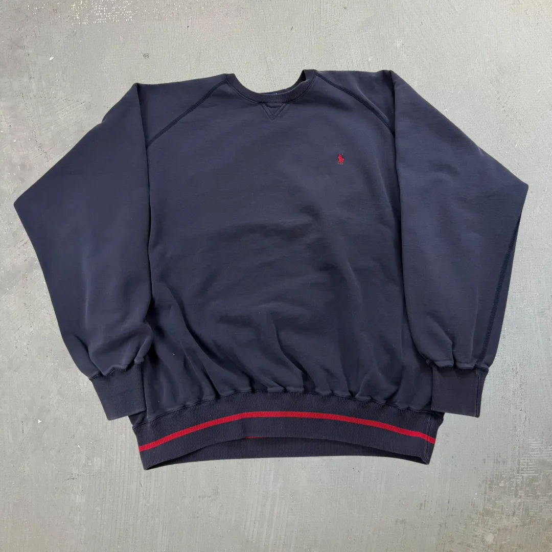 J- Vintage Polo Ralph Lauren Embroidered Grey/Red Crewneck - XL sold by HG Vintage