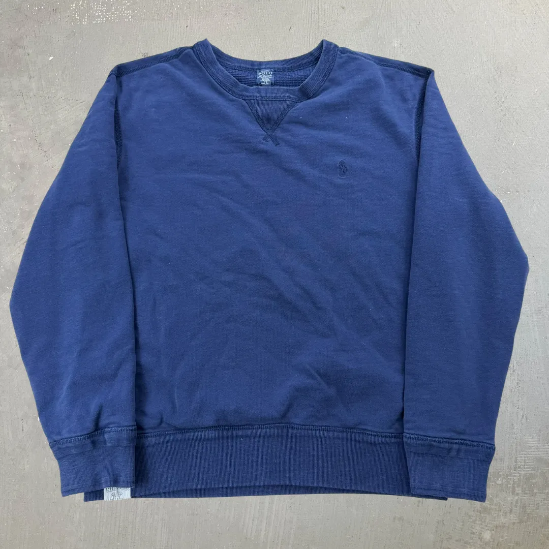 J- Vintage Polo Ralph Lauren Embroidered Navy Waffle Crewneck - L sold by HG Vintage