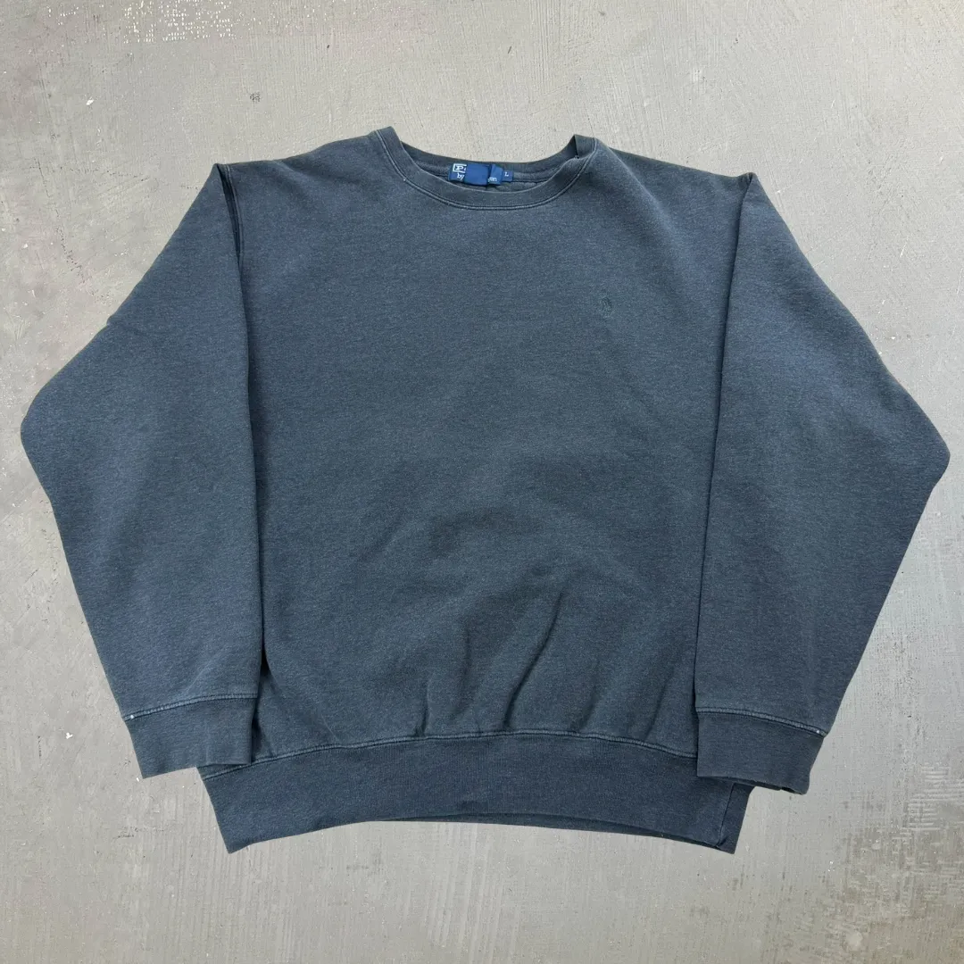 J- Vintage Polo Ralph Lauren Embroidered Dark Grey Crewneck - L sold by HG Vintage