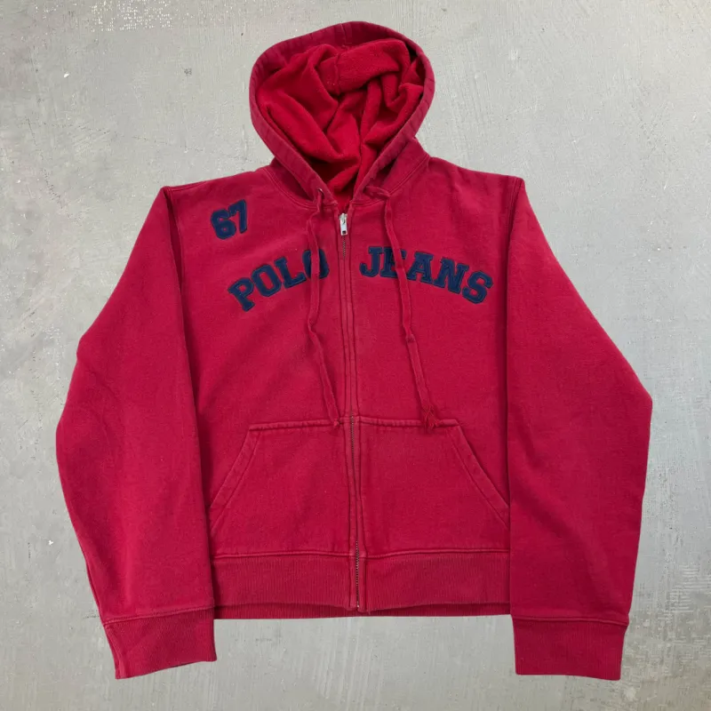J- Vintage Polo Jeans Ralph Lauren Embroidered Text Zip Up Hoodie - L sold by HG Vintage