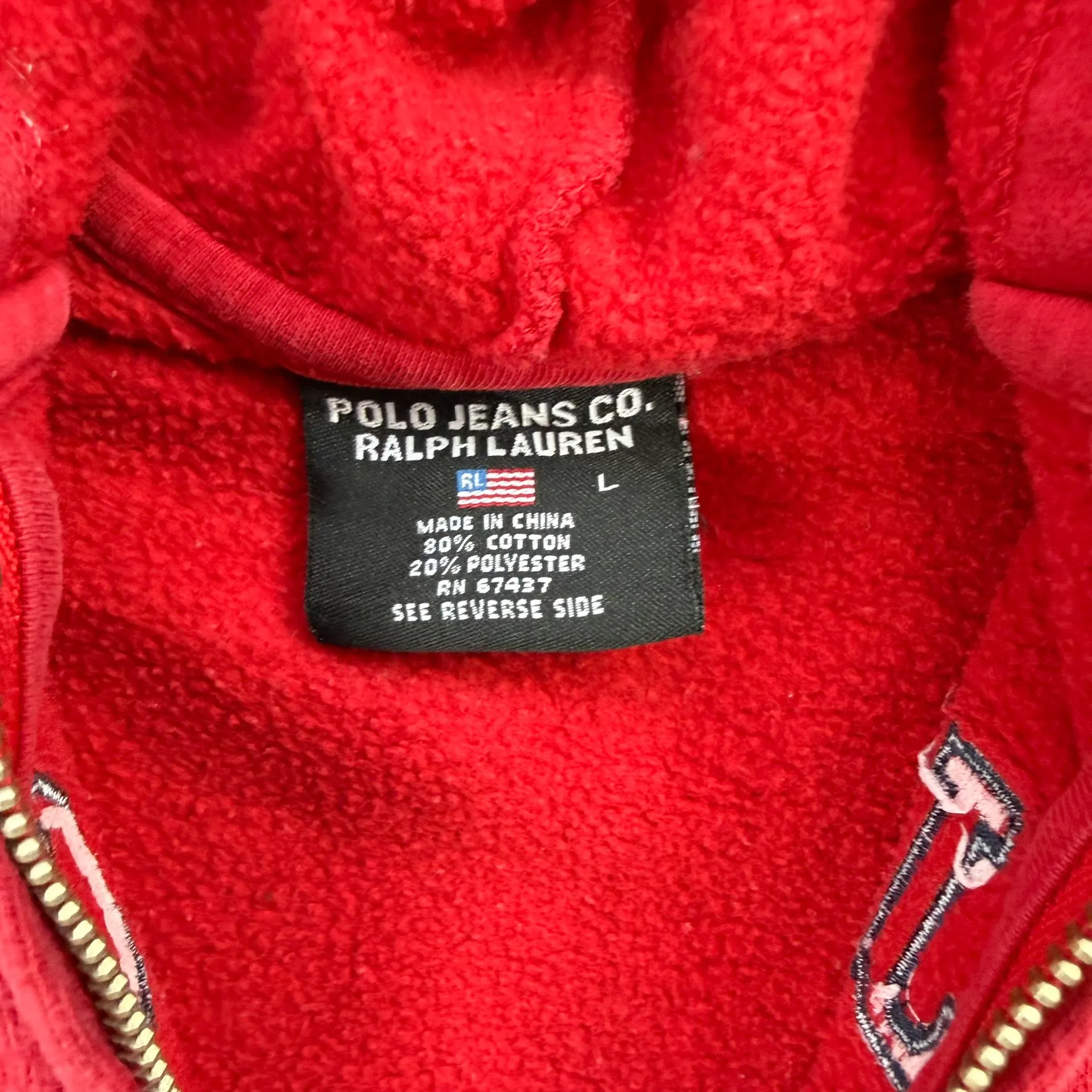J- Vintage Polo Jeans Ralph Lauren Embroidered Text Zip Up Hoodie - L sold by HG Vintage product image thumbnail 3