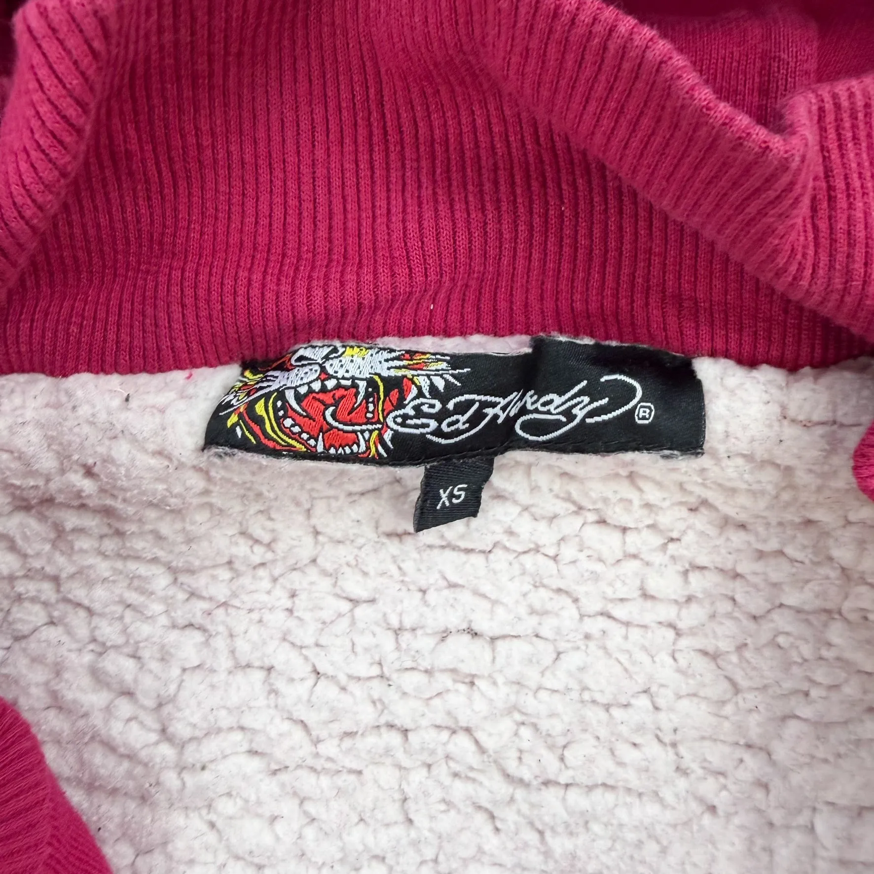 J- Vintage Ed Hardy Winner Takes All Bedazzled Skull Sherpa Lined Hoodie - XS sold by HG Vintage product image thumbnail 5