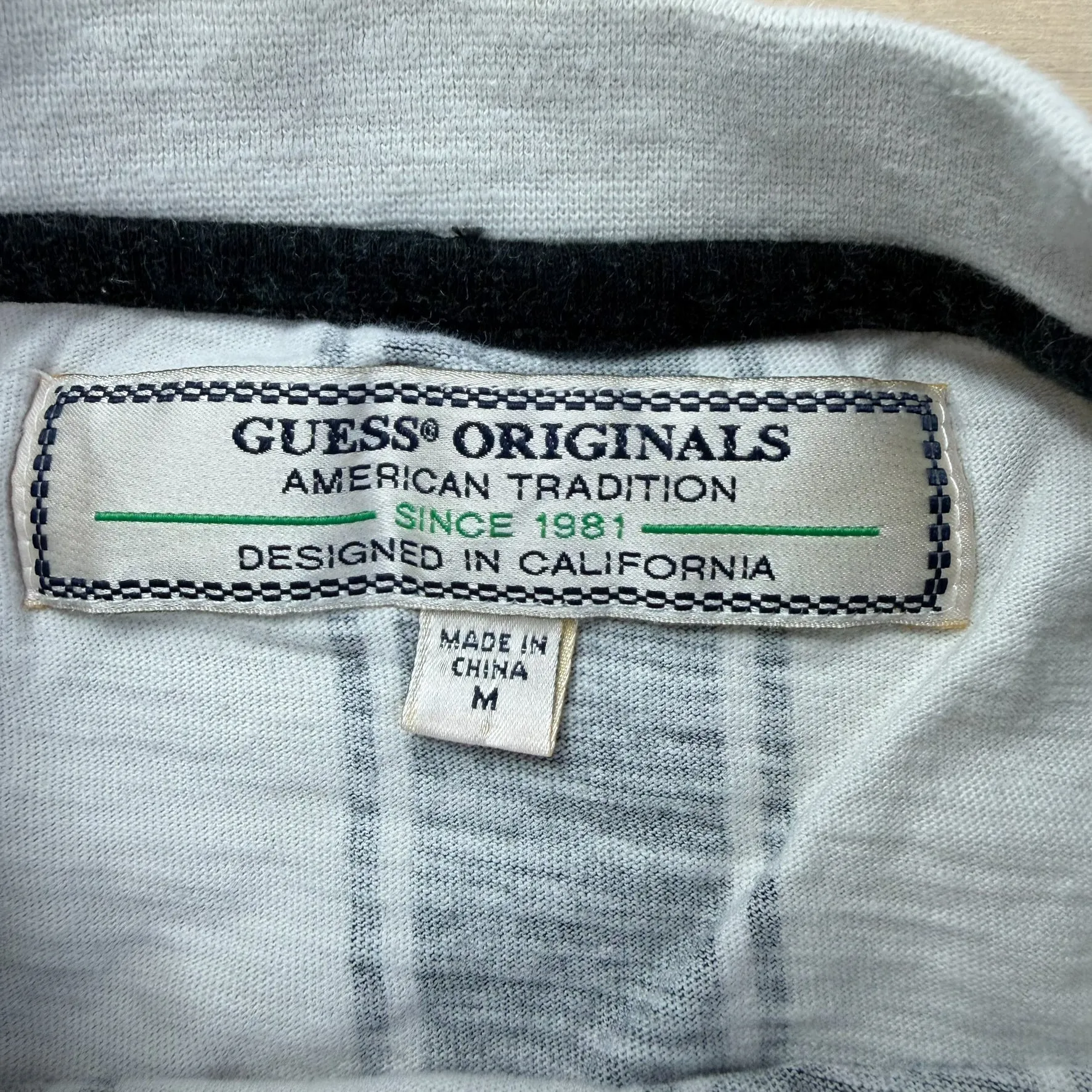 J- Vintage Guess Los Angeles Black/Grey Stripes Embroidered Text Tee - M sold by HG Vintage product image thumbnail 3