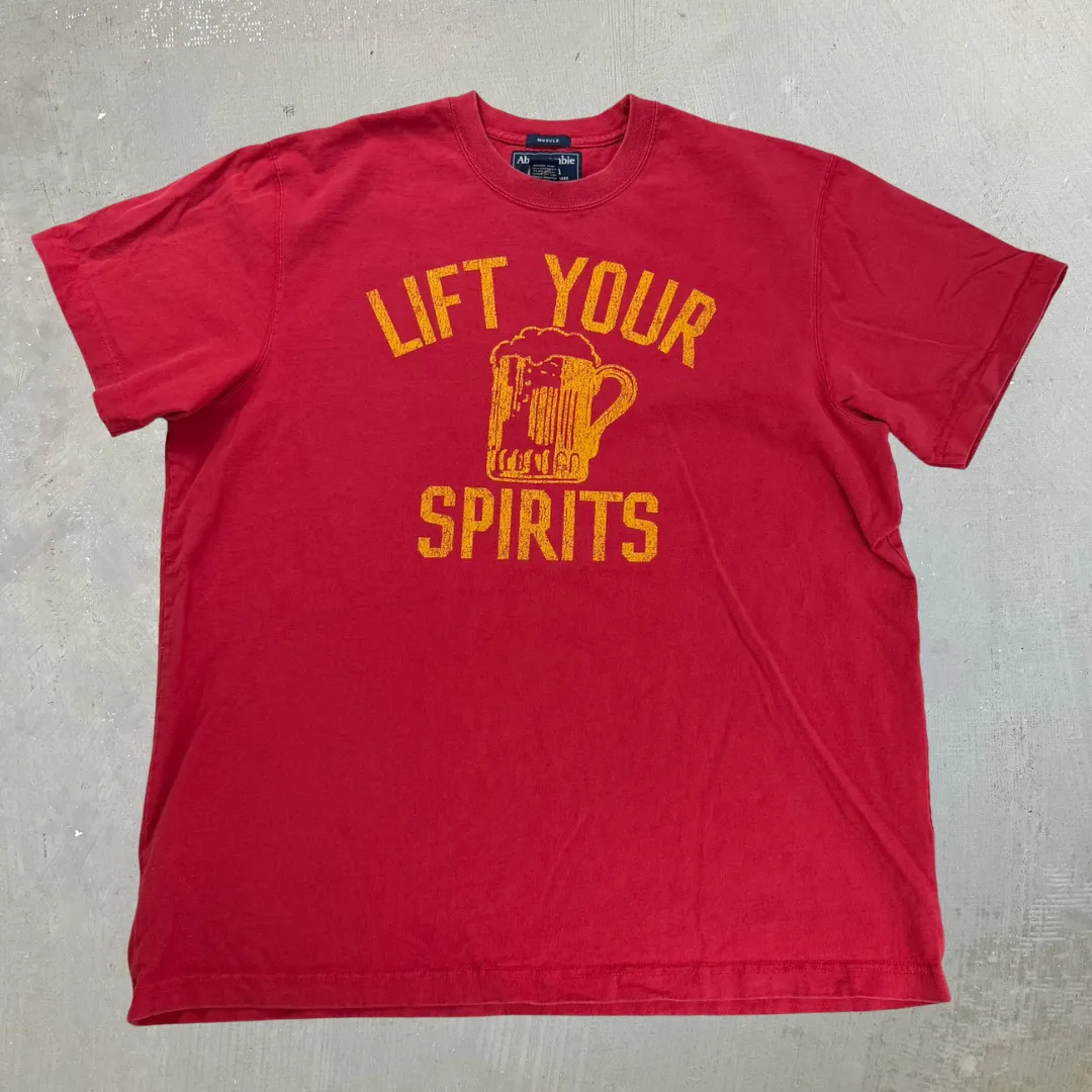J- Vintage Abercrombie & Fitch Lift Your Spirit Beer Text Graphic Tee - 2XL sold by HG Vintage