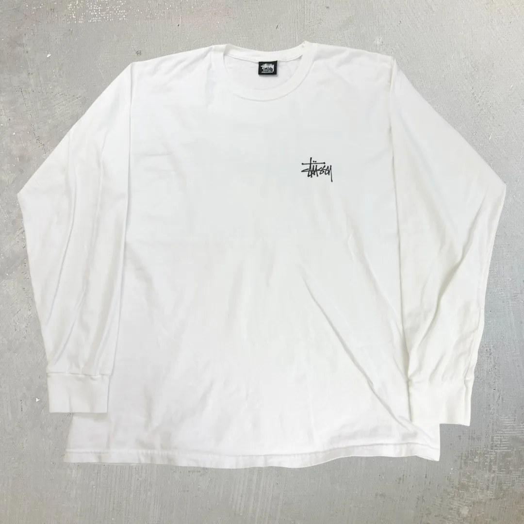 J- Vintage Stussy Text Logo Long Sleeve Tee - L sold by HG Vintage