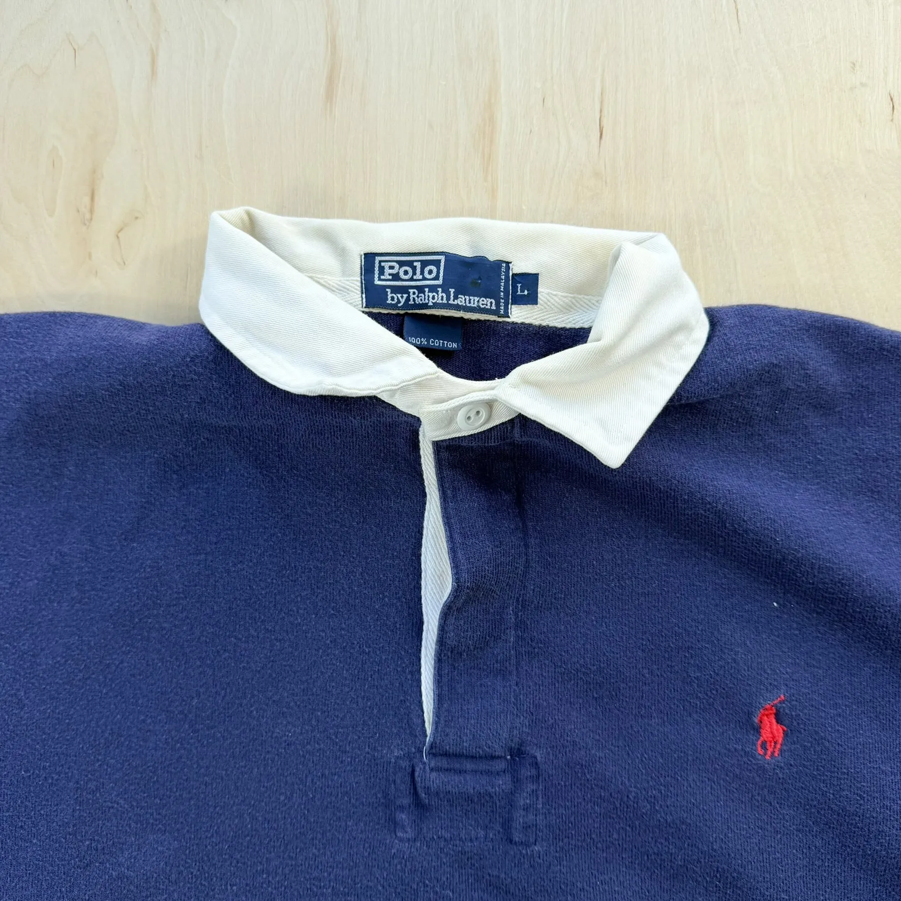 J- Vintage Polo Ralph Lauren Embroidered Navy Rugby Shirt - L sold by HG Vintage product image thumbnail 4