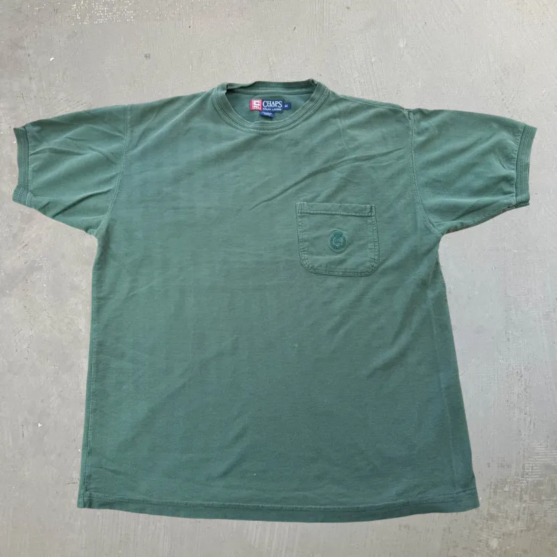 J- Vintage Chaps Ralph Lauren Embroidered Logo Pocket Tee - M sold by HG Vintage