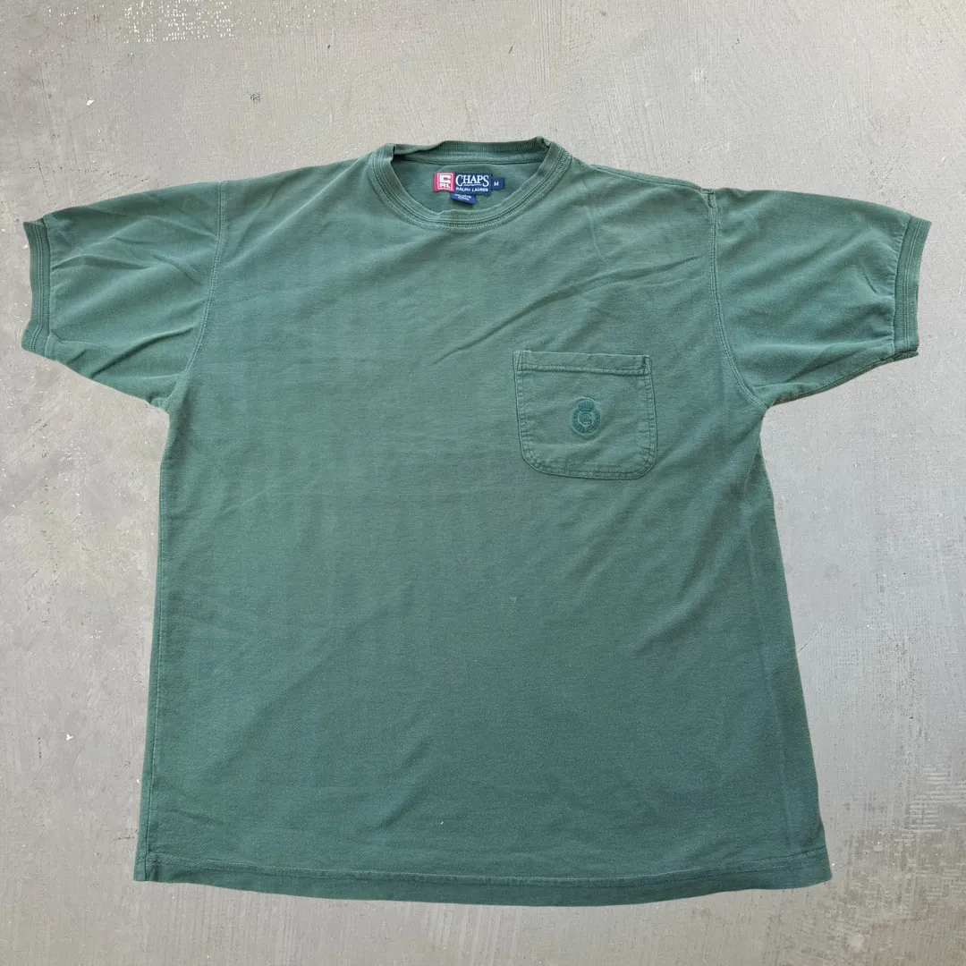 J- Vintage Chaps Ralph Lauren Embroidered Logo Pocket Tee - M sold by HG Vintage