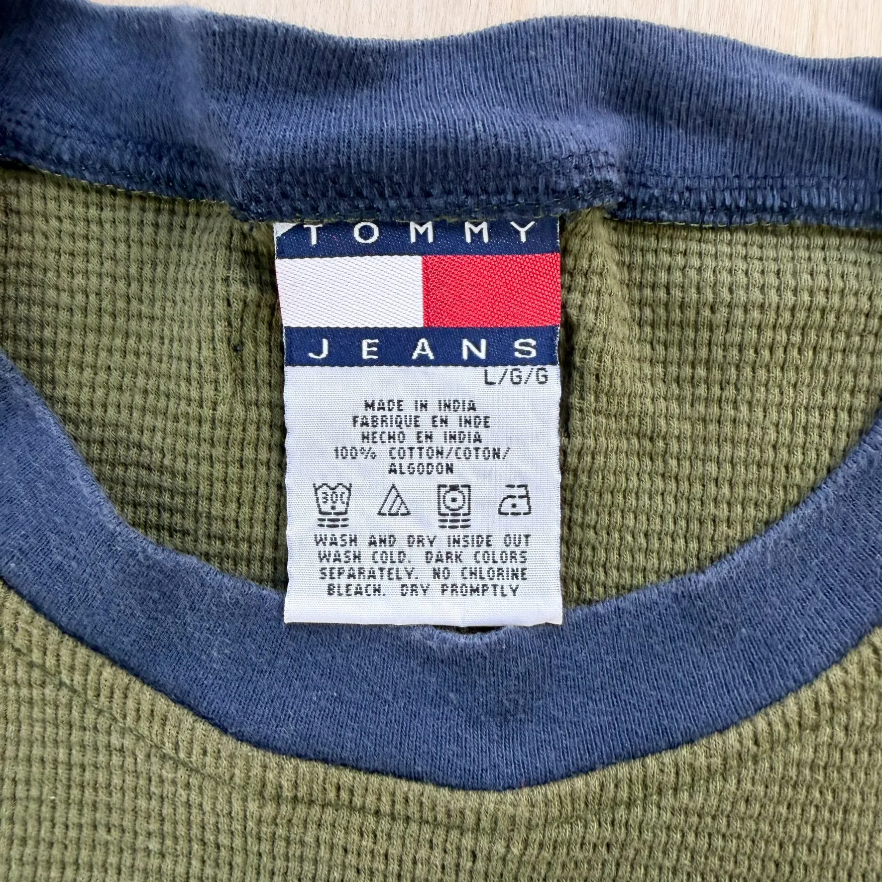 J- Vintage Tommy Hilfiger Jeans Embroidered Logo Waffle Long Sleeve Tee - L sold by HG Vintage product image thumbnail 3
