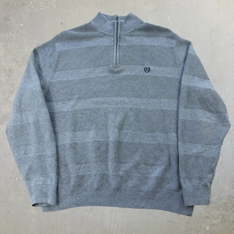 J- Vintage Chaps Ralph Lauren Grey Quarter Zip Knit Sweater- XL sold by HG Vintage