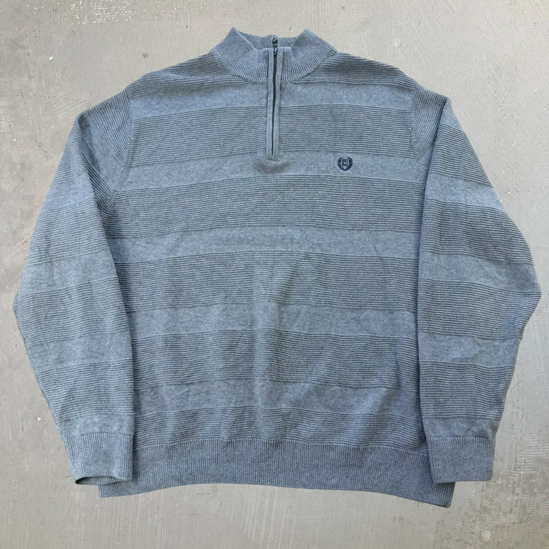 J- Vintage Chaps Ralph Lauren Grey Quarter Zip Knit Sweater- XL sold by HG Vintage