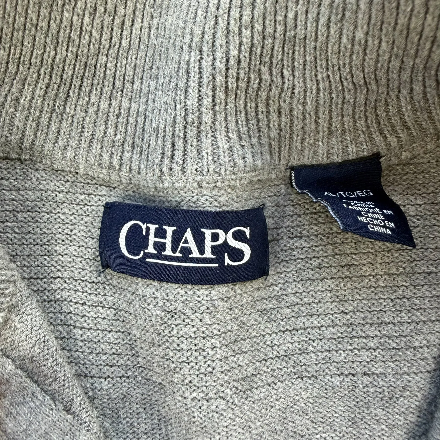 J- Vintage Chaps Ralph Lauren Grey Quarter Zip Knit Sweater- XL sold by HG Vintage product image thumbnail 5