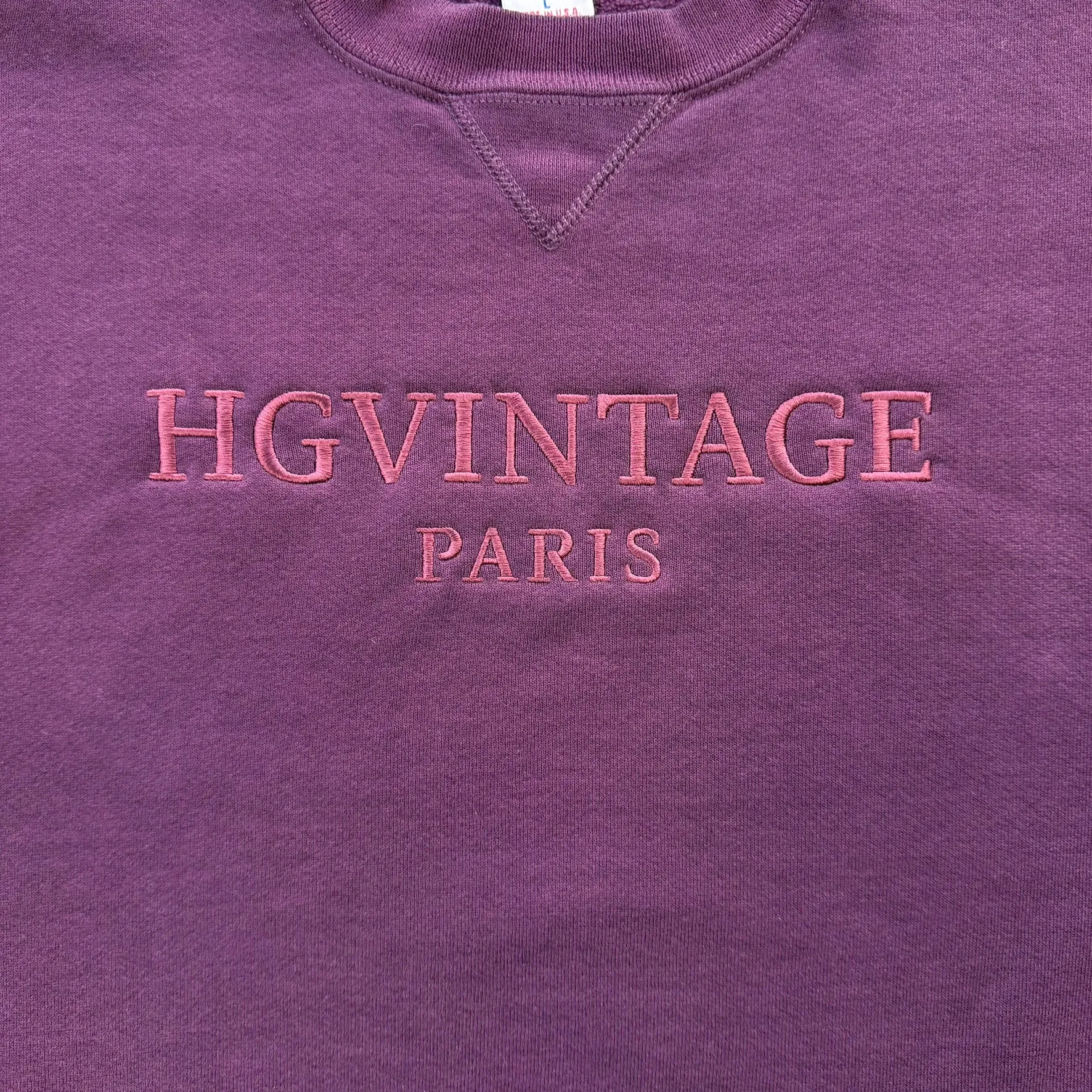 J- Vintage HG Vintage Paris Embroidered Text Purple Russell Made In USA Crewneck - L sold by HG Vintage product image thumbnail 2