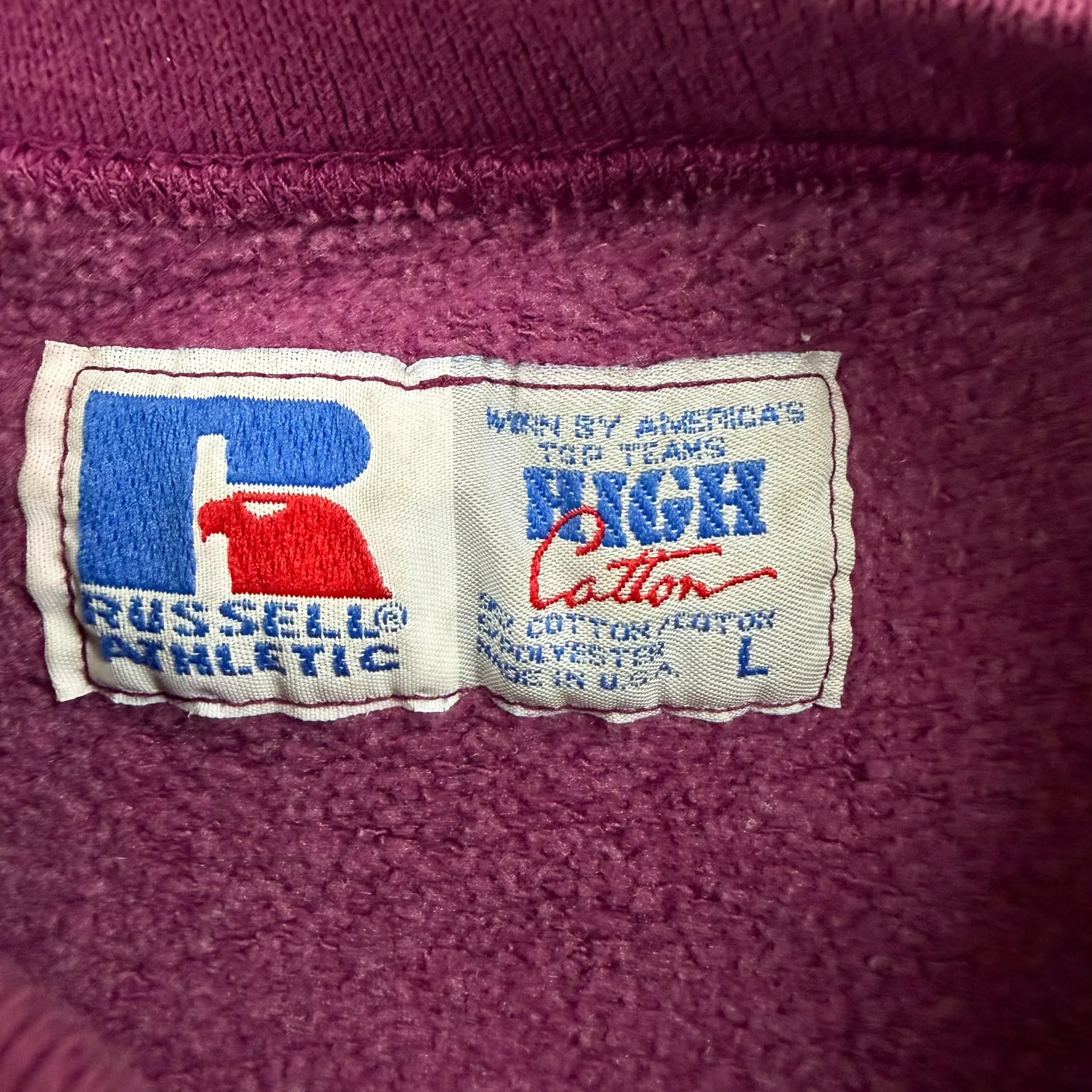 J- Vintage HG Vintage Calgary Embroidered Text Burgundy Russell Made In USA Crewneck - L sold by HG Vintage product image thumbnail 3