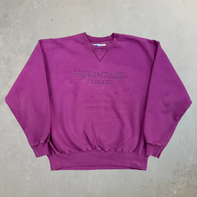 J- Vintage HG Vintage Calgary Embroidered Text Burgundy Russell Made In USA Crewneck - L sold by HG Vintage