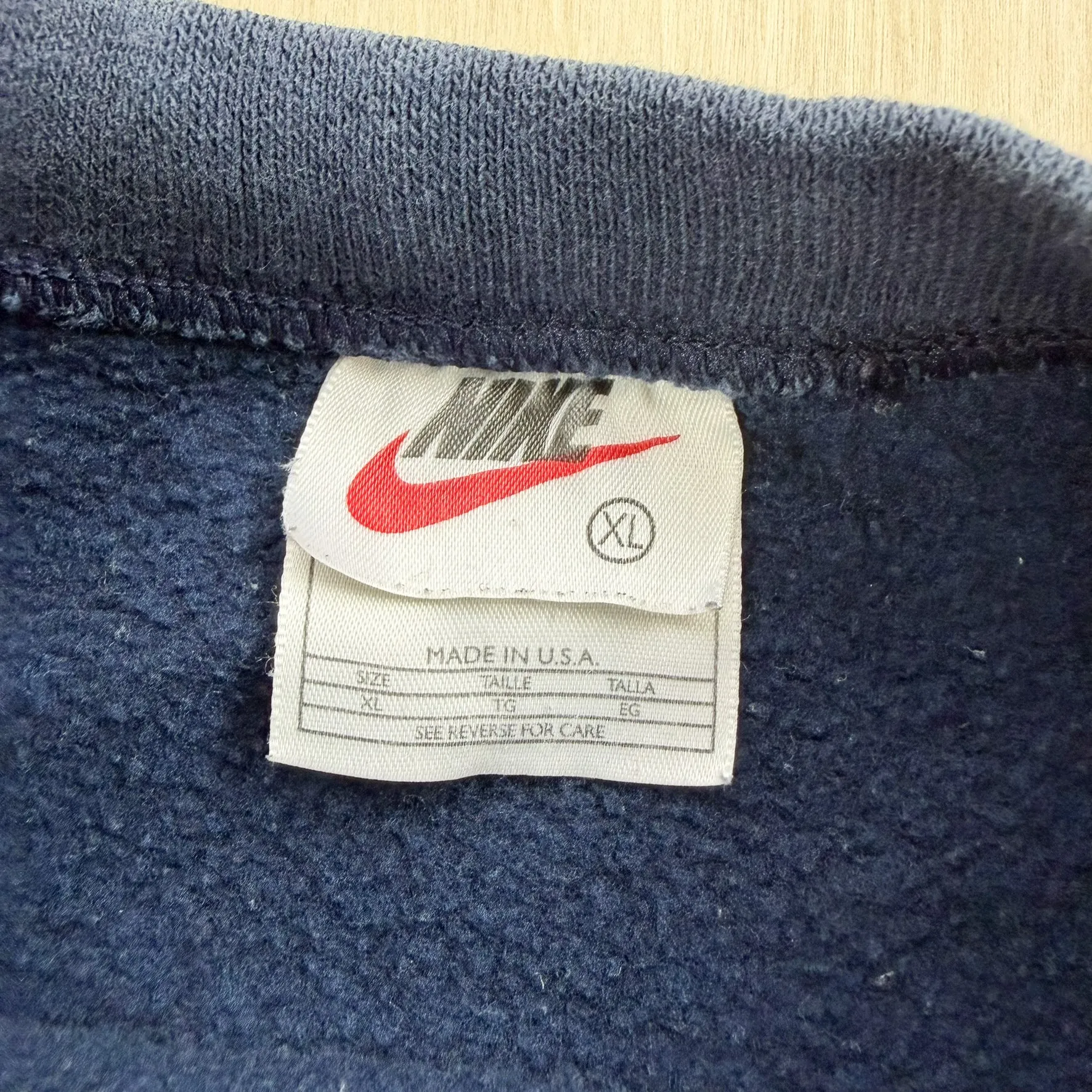 J- Vintage Nike Embroidered Swoosh Navy Made In USA Crewneck - XL sold by HG Vintage product image thumbnail 3