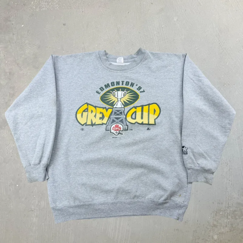 J- Vintage '97 CFL Edmonton Grey Cup Starter Graphic Crewneck - M made by HG Vintage