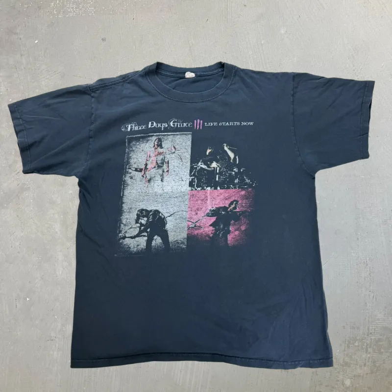 J- Vintage '09 Three Days Grace Life Starts Now Tour Tee - L made by HG Vintage