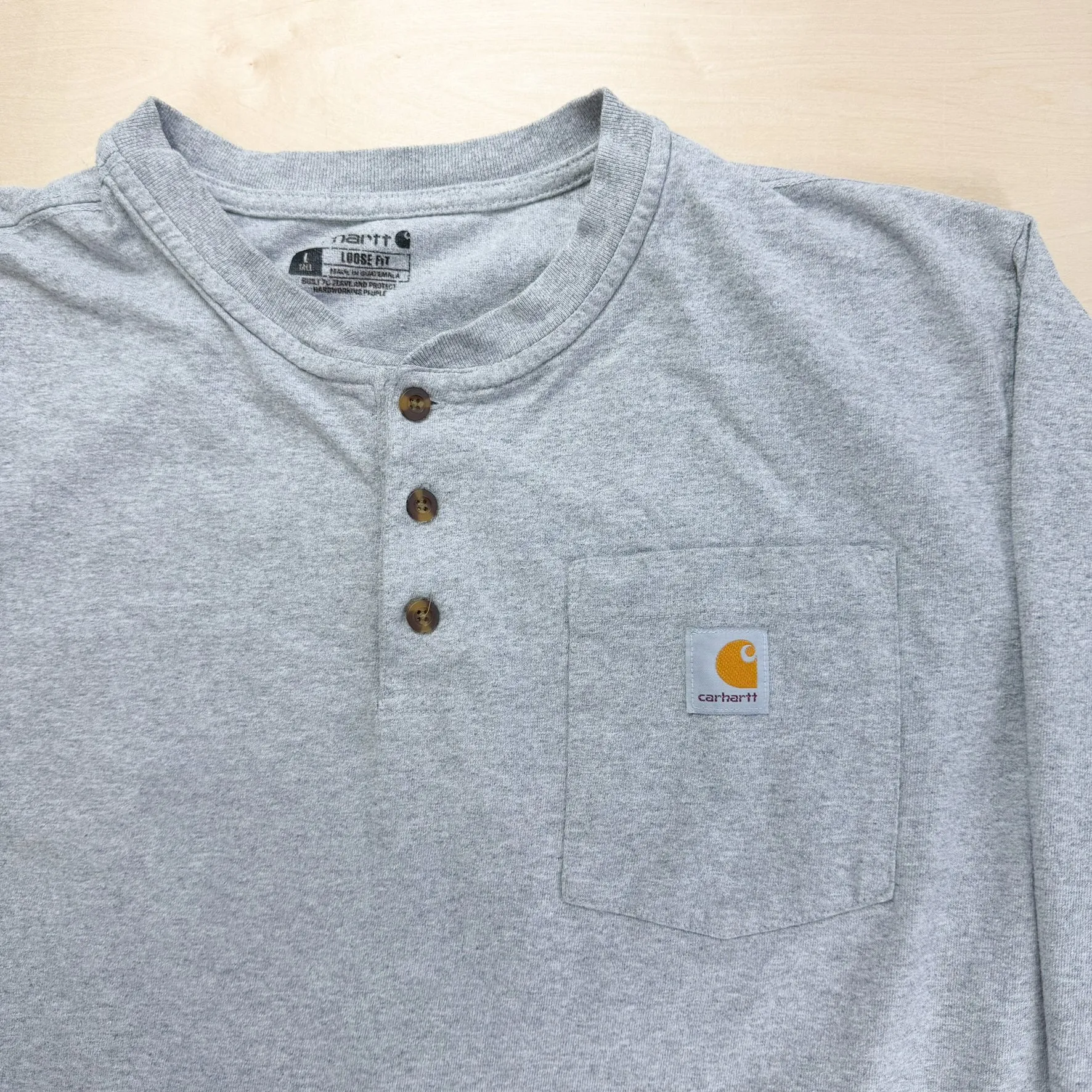 J- Carhartt Grey Henley Long Sleeve Tee - L Tall sold by HG Vintage product image thumbnail 2