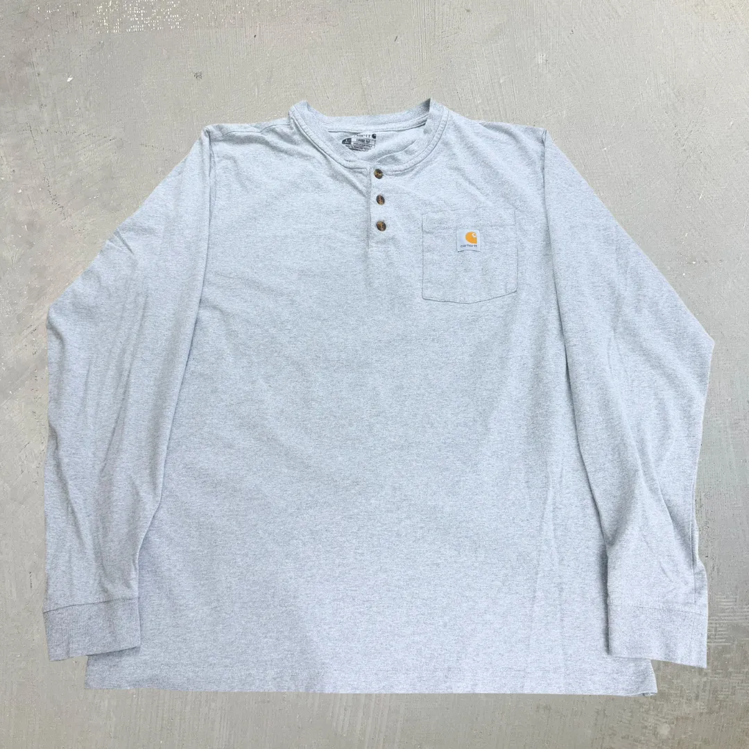 J- Carhartt Grey Henley Long Sleeve Tee - L Tall sold by HG Vintage