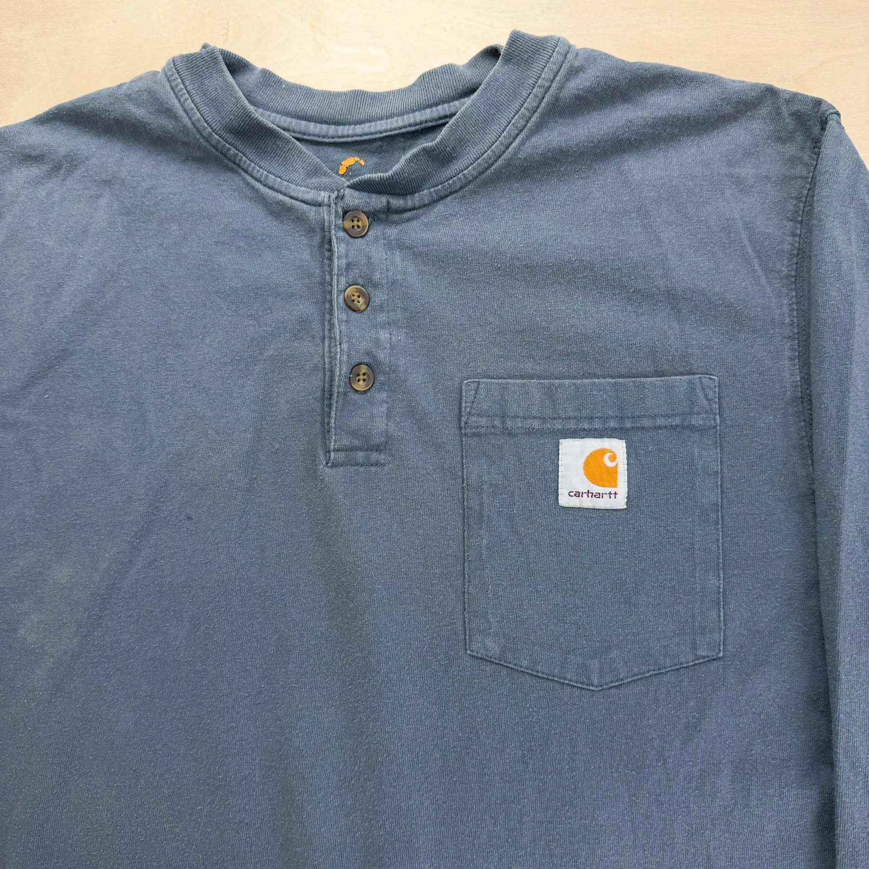J- Carhartt Greyish-Blue Henley Long Sleeve Tee - M sold by HG Vintage product image thumbnail 2