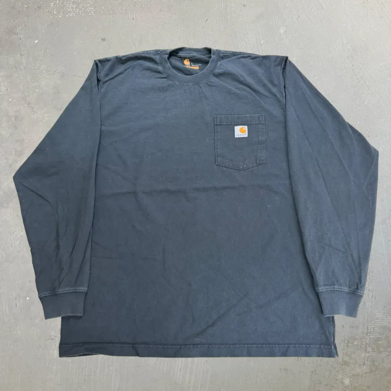 J- Carhartt Black Long Sleeve Pocket Tee - L sold by HG Vintage