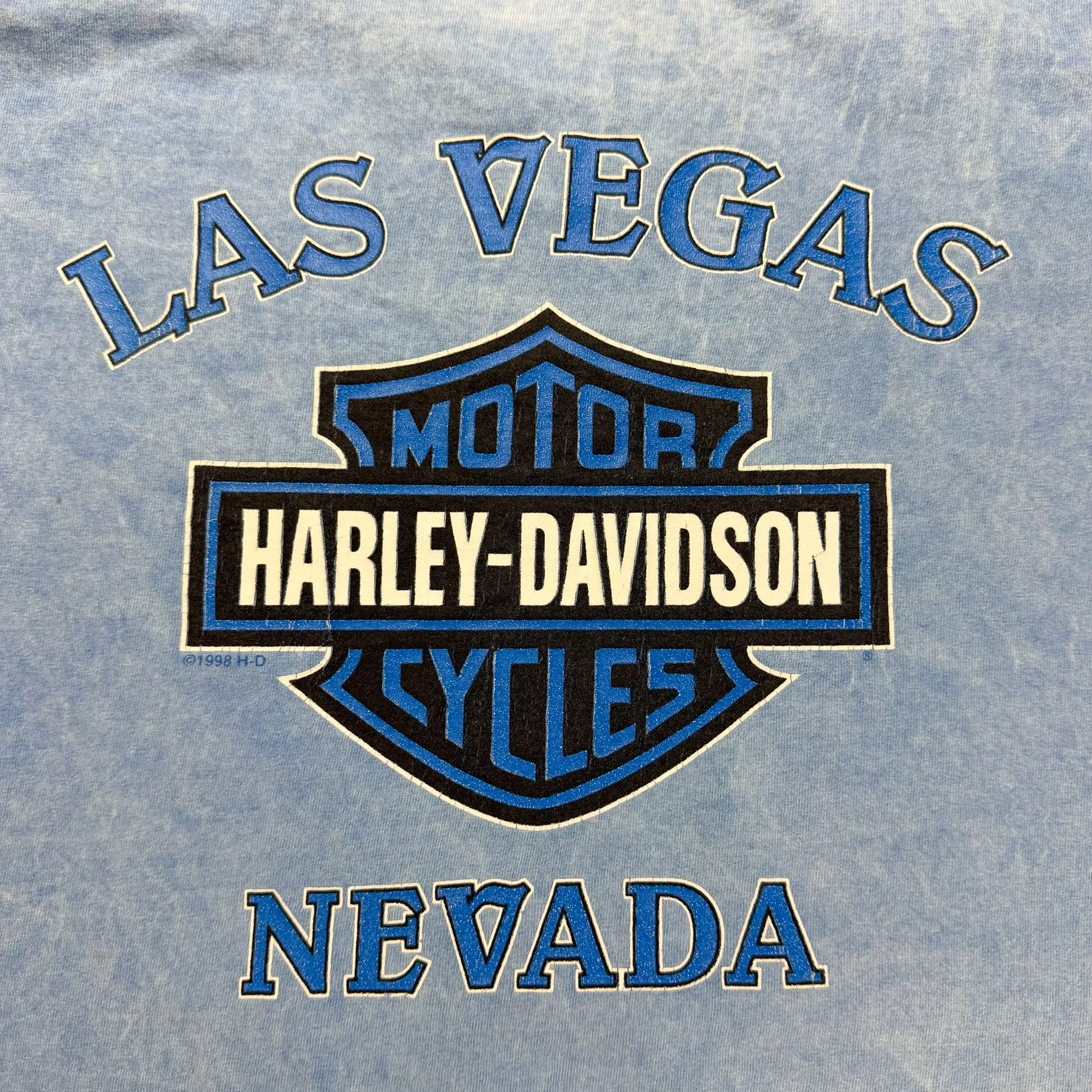 J- Vintage '98 Harley Davidson Las Vegas Blue Acid Wash Made In USA Pocket Tee - XL sold by HG Vintage product image thumbnail 5