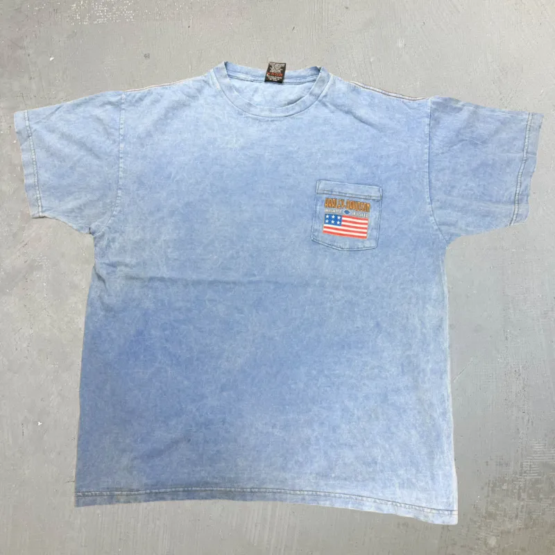 J- Vintage '98 Harley Davidson Las Vegas Blue Acid Wash Made In USA Pocket Tee - XL sold by HG Vintage