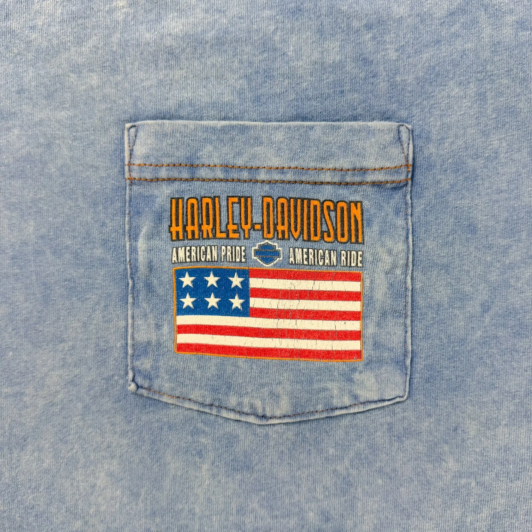 J- Vintage '98 Harley Davidson Las Vegas Blue Acid Wash Made In USA Pocket Tee - XL sold by HG Vintage product image thumbnail 2