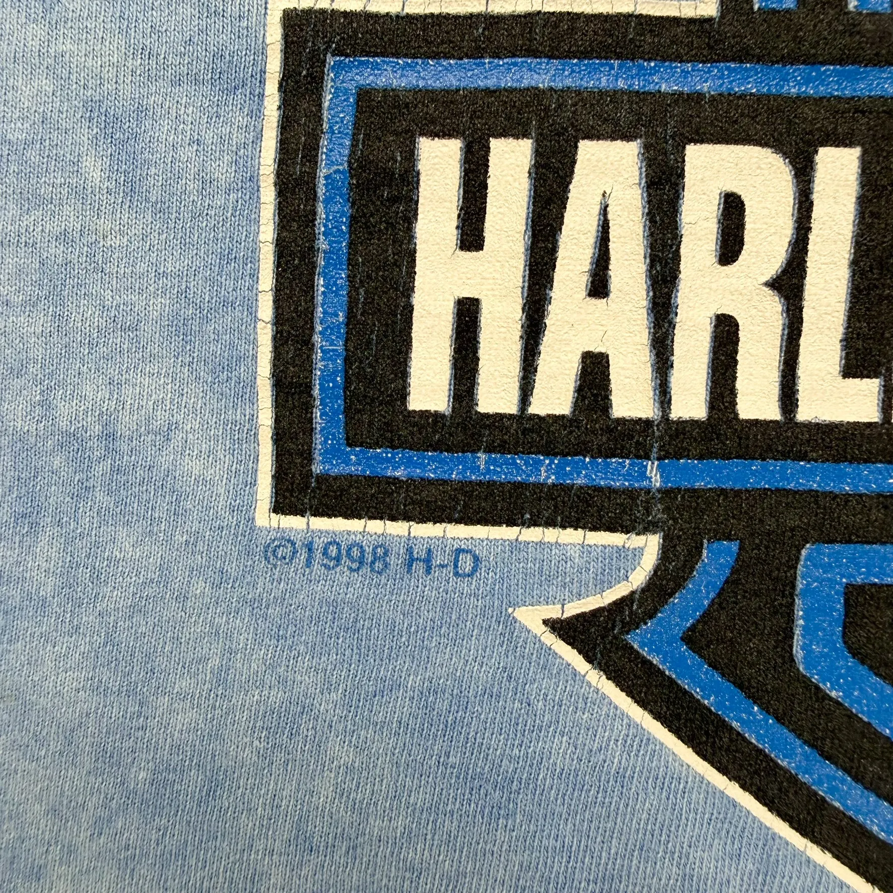 J- Vintage '98 Harley Davidson Las Vegas Blue Acid Wash Made In USA Pocket Tee - XL sold by HG Vintage product image thumbnail 4