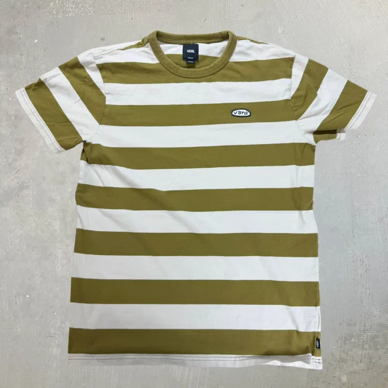 J- Vans Embroidered Text Logo Striped Tee - M made by HG Vintage