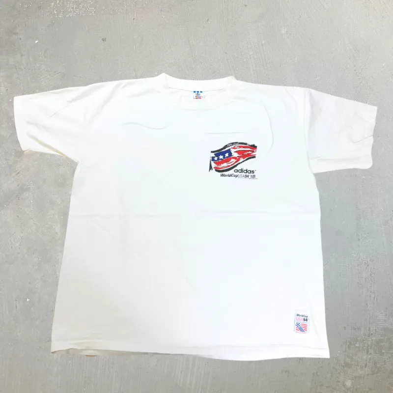 J- Vintage '94 Adidas World Cup Graphic Made In USA Single Stitch Tee - L sold by HG Vintage