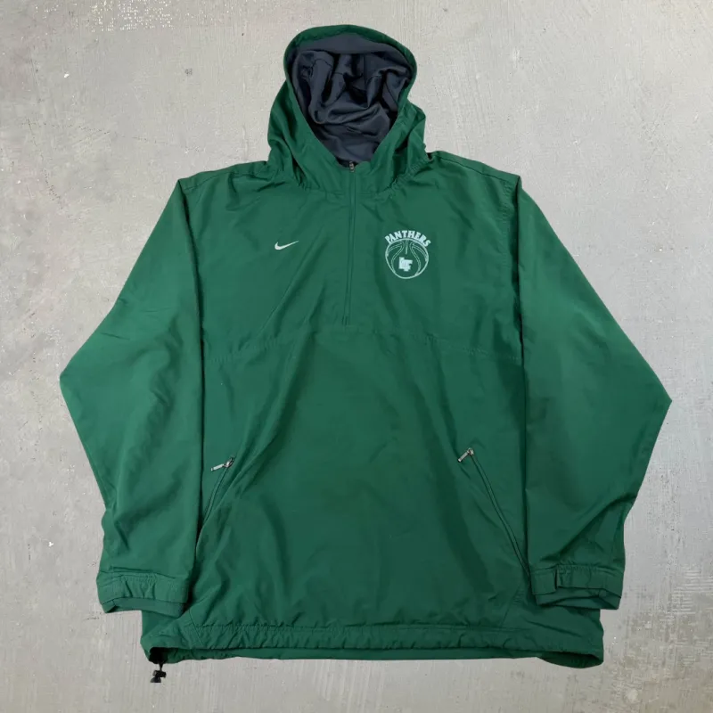 J- Vintage Nike Team Embroidered Swoosh Quarter Zip Hooded Lightweight Jacket - L sold by HG Vintage