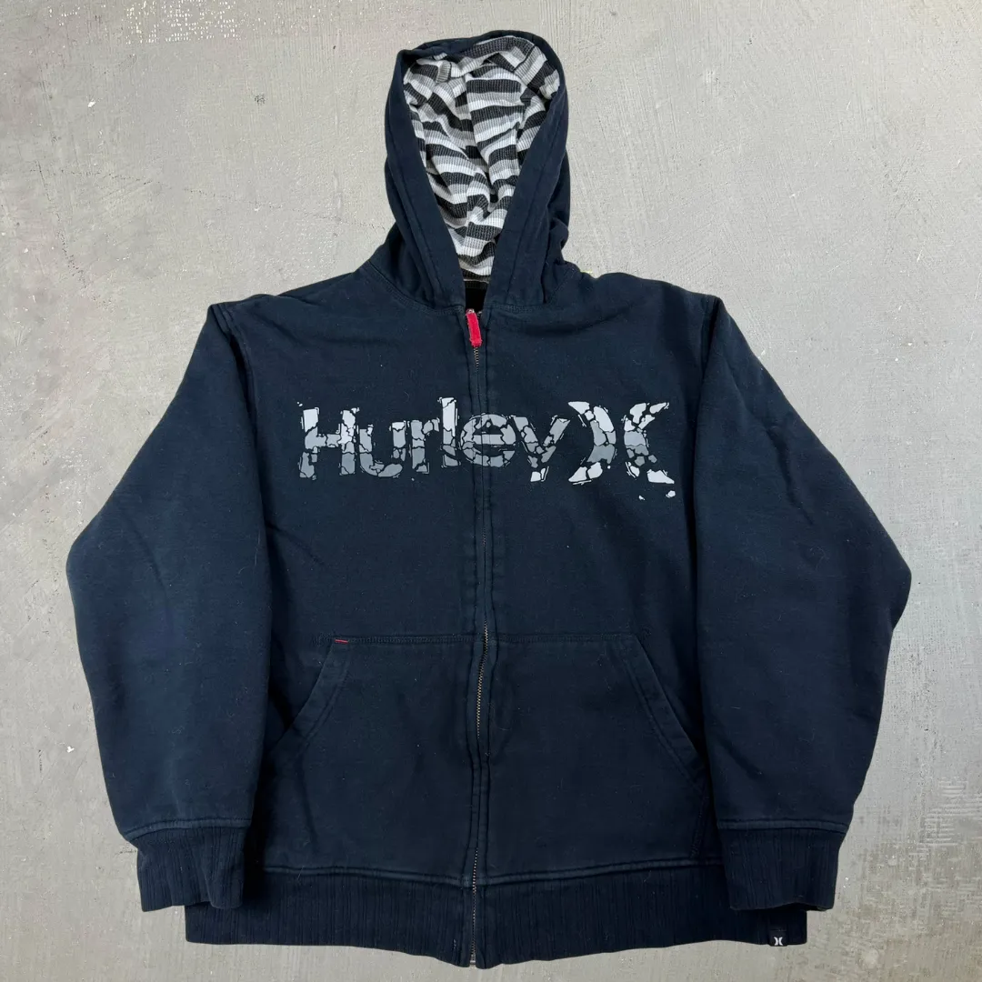 J- Hurley Text Logo Zip Up Hoodie - XL sold by HG Vintage