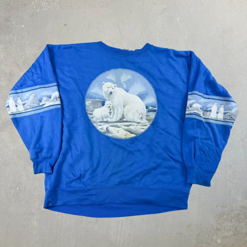 J- Vintage Polar Bear & Penguins Graphic Crewneck - M made by HG Vintage