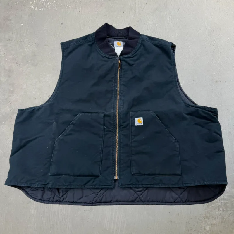 J- Vintage Carhartt Black Zip Up Quilt Lined Workwear Vest - 3XL sold by HG Vintage
