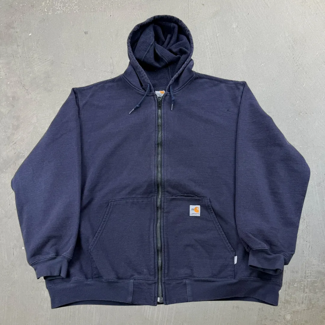 J- Vintage Carhartt Fire Resistant Navy Zip Up Hoodie - 2XL sold by HG Vintage