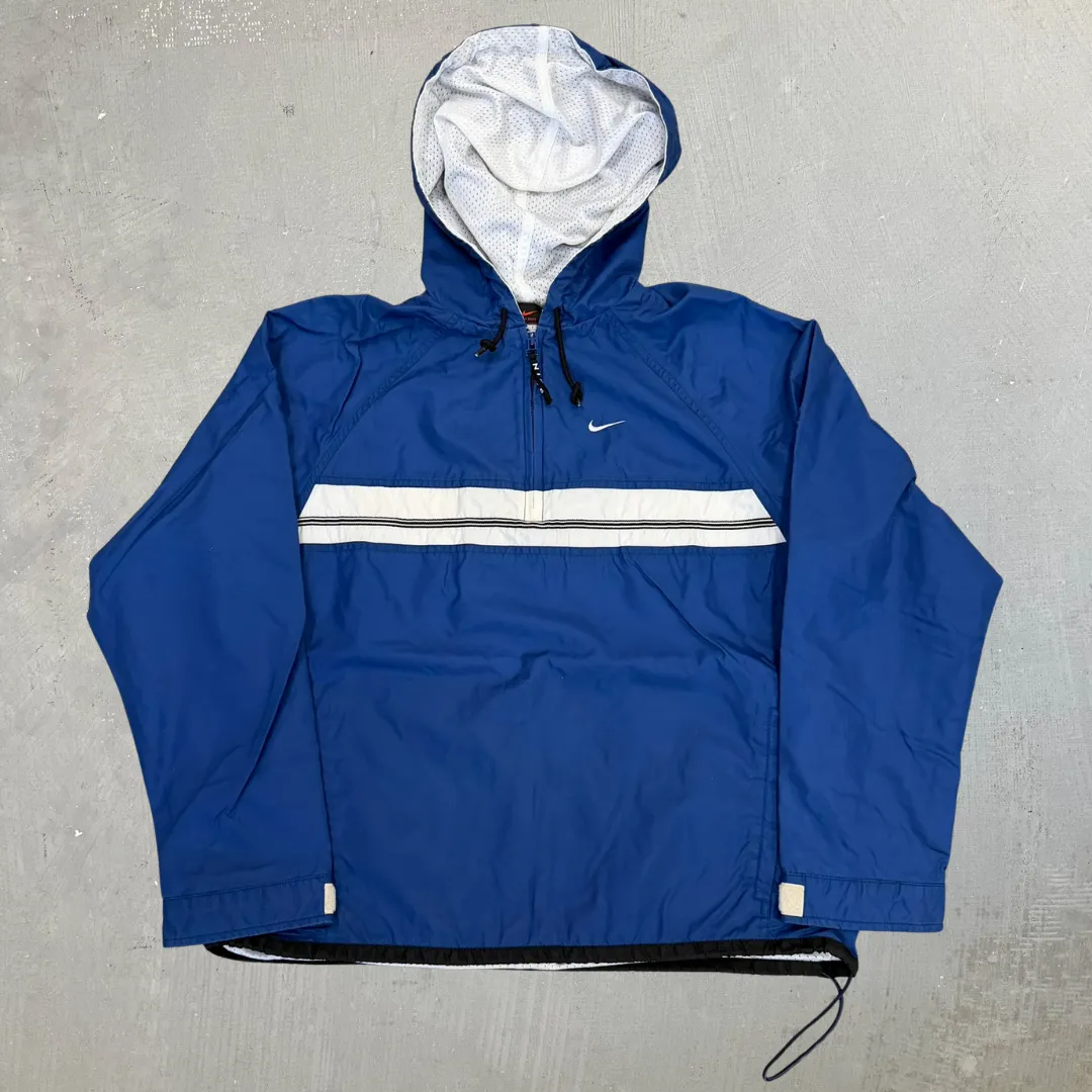 J- Vintage Nike Embroidered Swoosh Blue Anorak Pullover Lightweight Jacket - M sold by HG Vintage