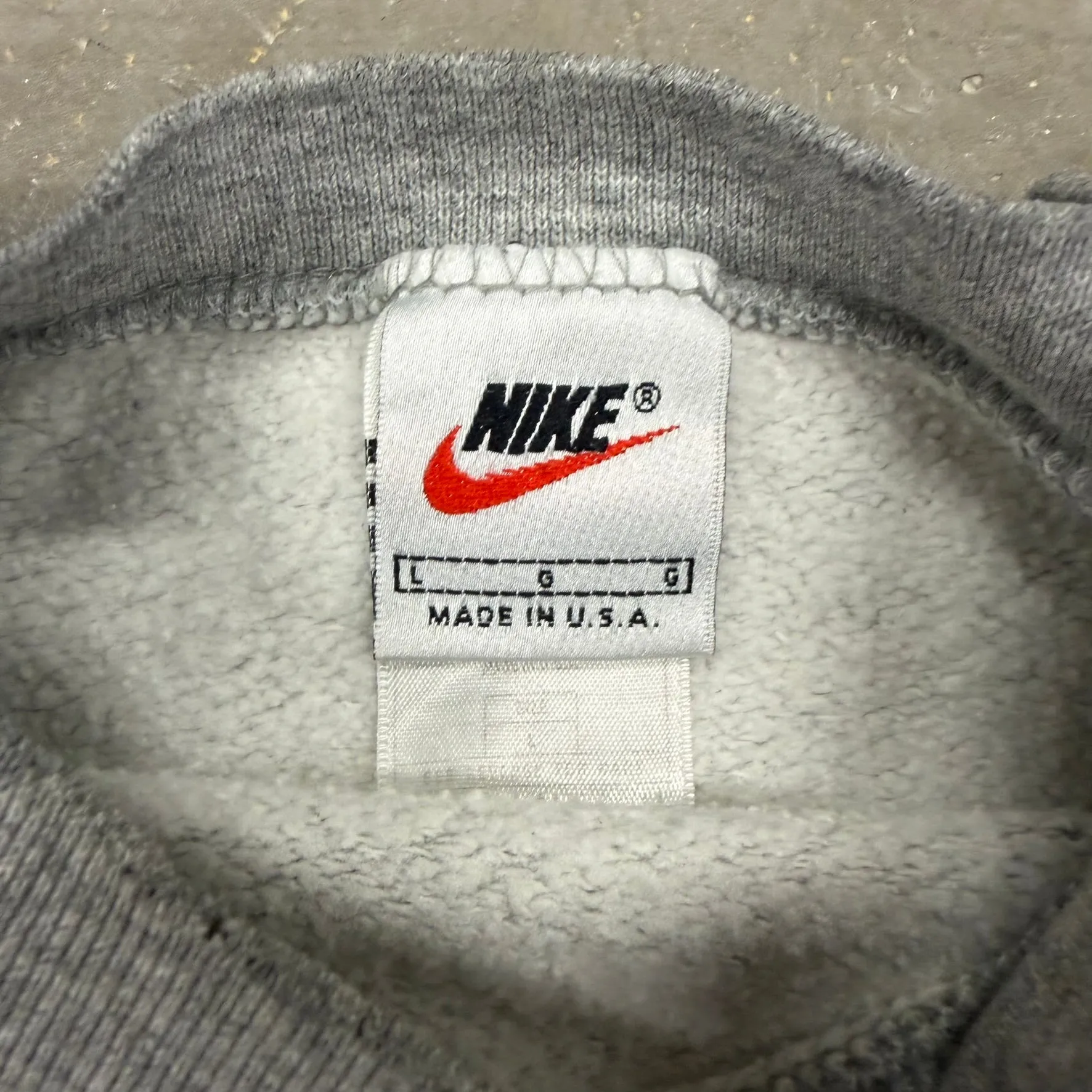 J- Vintage Nike Embroidered Swoosh Made In USA Grey Crewneck - L sold by HG Vintage product image thumbnail 3